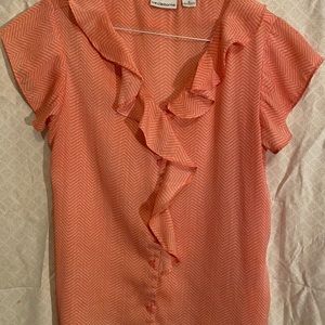 Liz Claiborne Ruffle Front Button-up Blouse Sz M